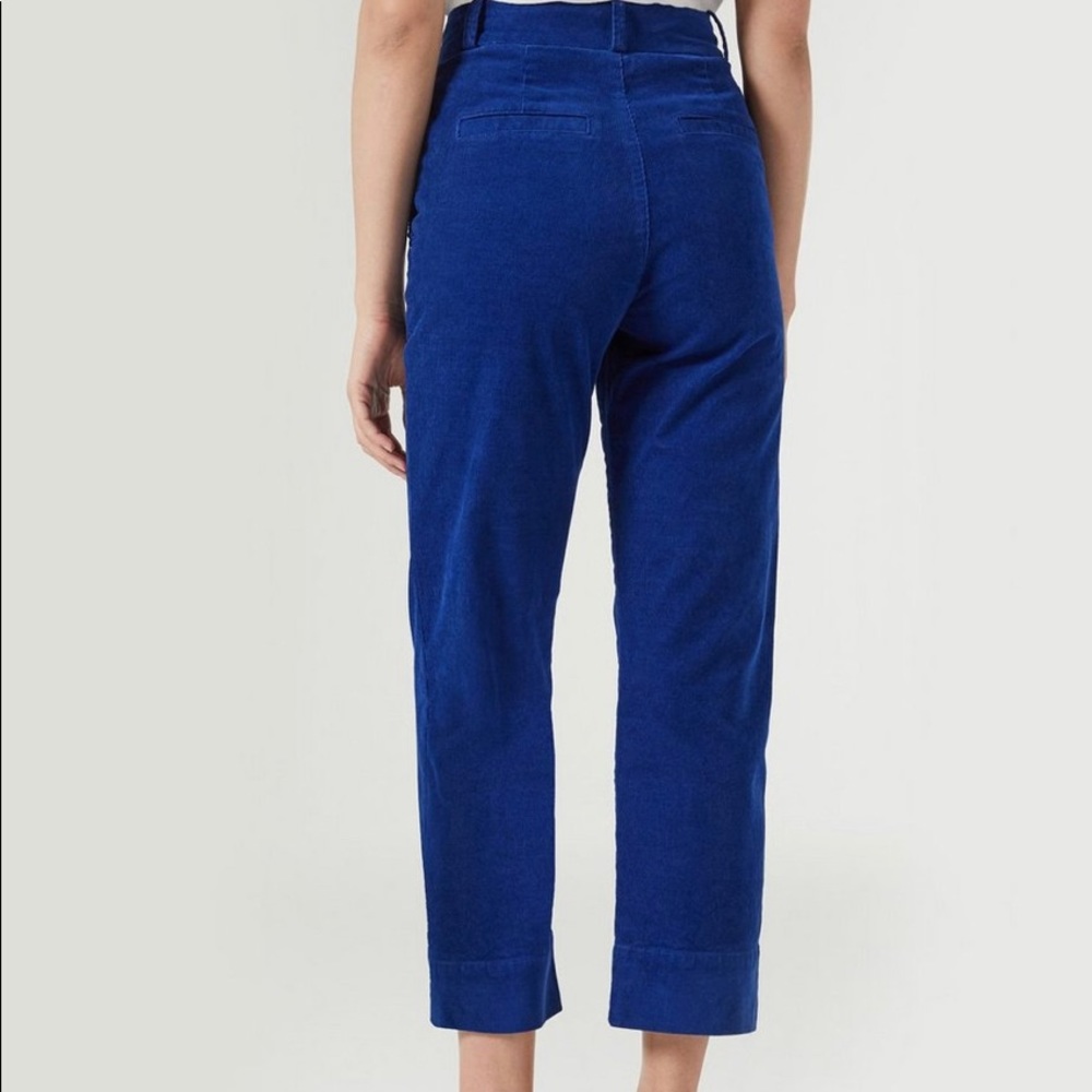 High-waisted Elvie trousers in blue corduroy